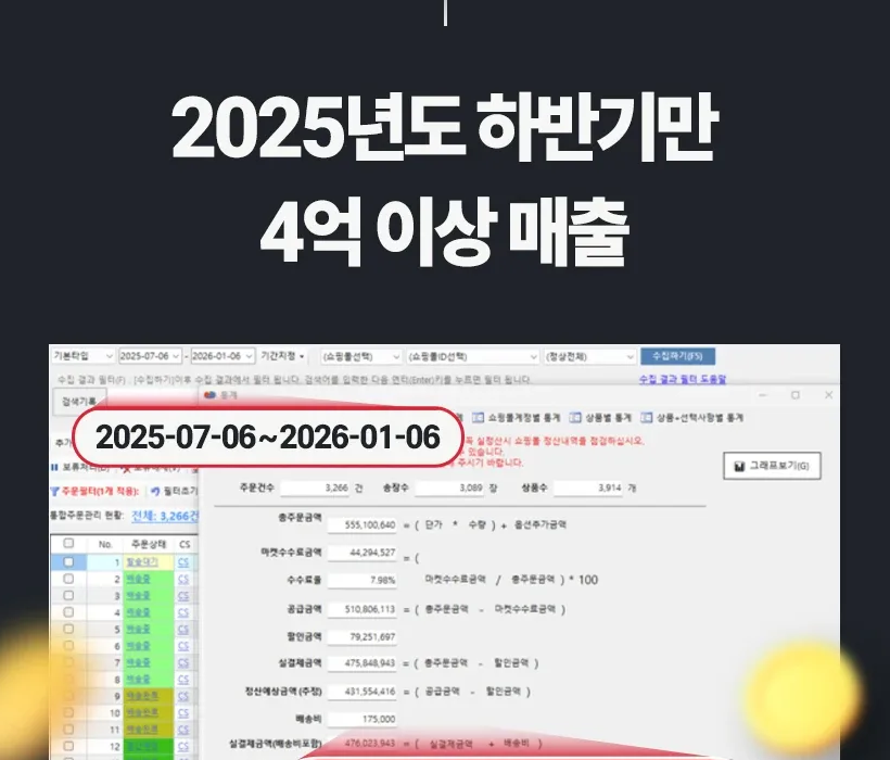 매출 실적 화면